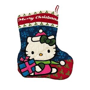 Hello Kitty Christmas Stocking Quilted Patchwork Holiday 16.5in